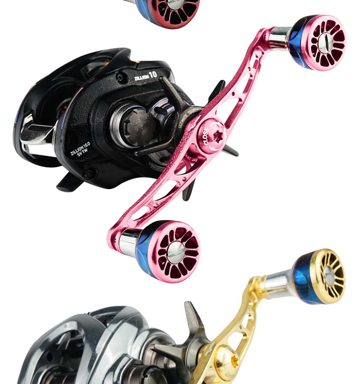 HEIGHTEN Baitcaster Dual Handle 115mm Axle Distance with 24.5mm Gradient Knob Lure Fishing Modification Accessories