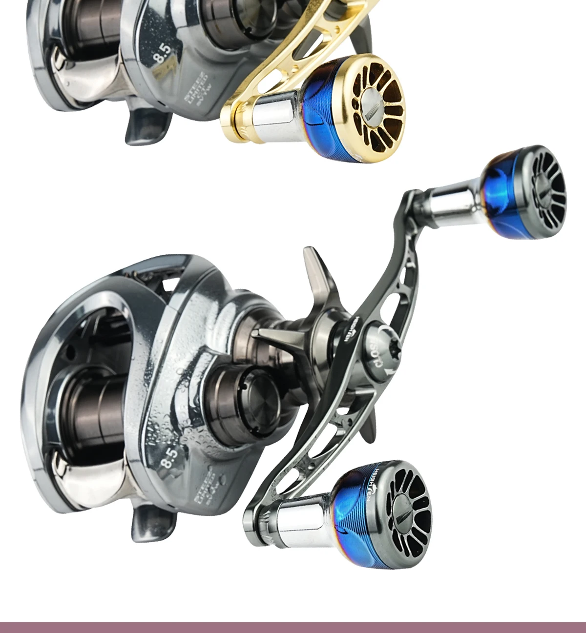 HEIGHTEN Baitcaster Dual Handle 115mm Axle Distance with 24.5mm Gradient Knob Lure Fishing Modification Accessories