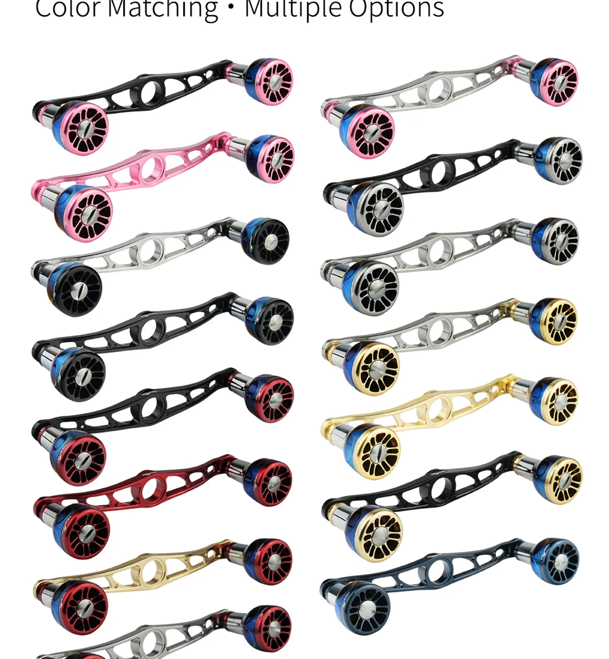 HEIGHTEN Baitcaster Dual Handle 115mm Axle Distance with 24.5mm Gradient Knob Lure Fishing Modification Accessories