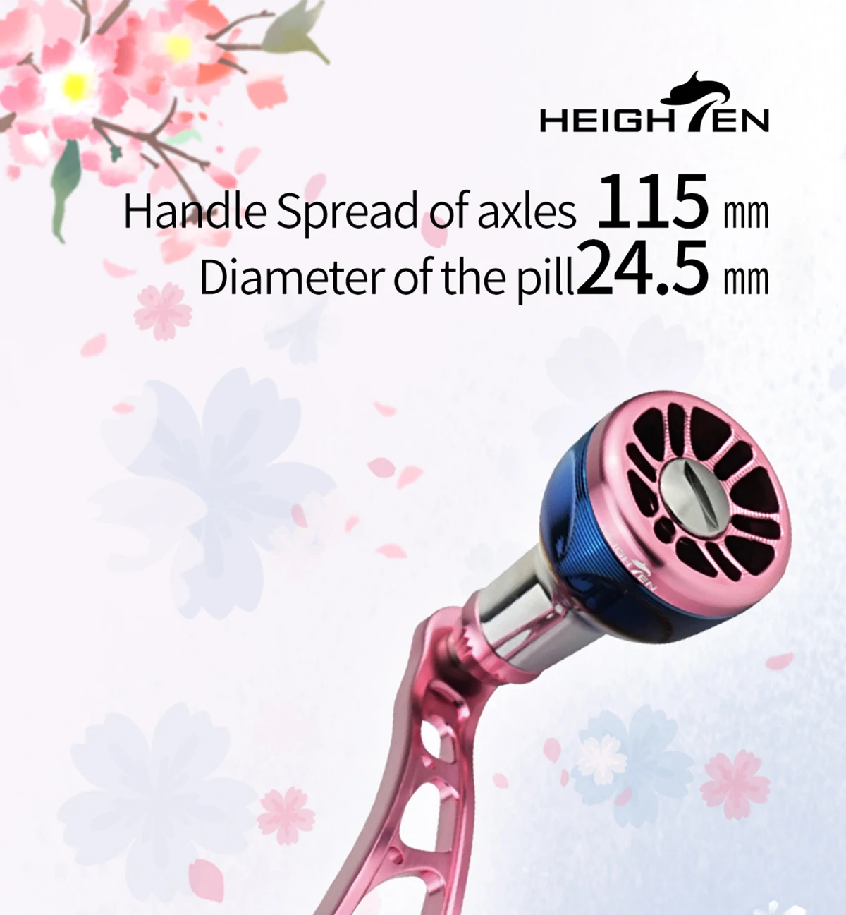 HEIGHTEN Baitcaster Dual Handle 115mm Axle Distance with 24.5mm Gradient Knob Lure Fishing Modification Accessories