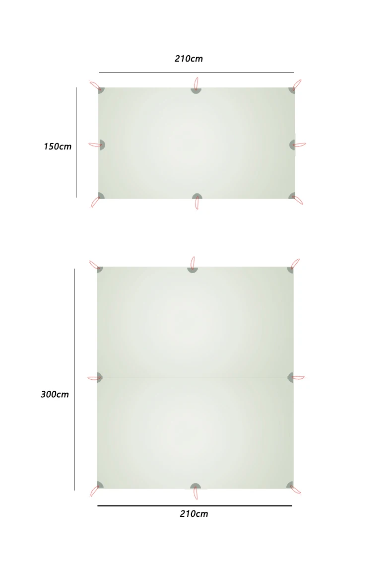Ultra Light Tarp, 15D Silicone Coated, Silver Nylon,Footfrint, Shelter,210x150cm, 300x210cm