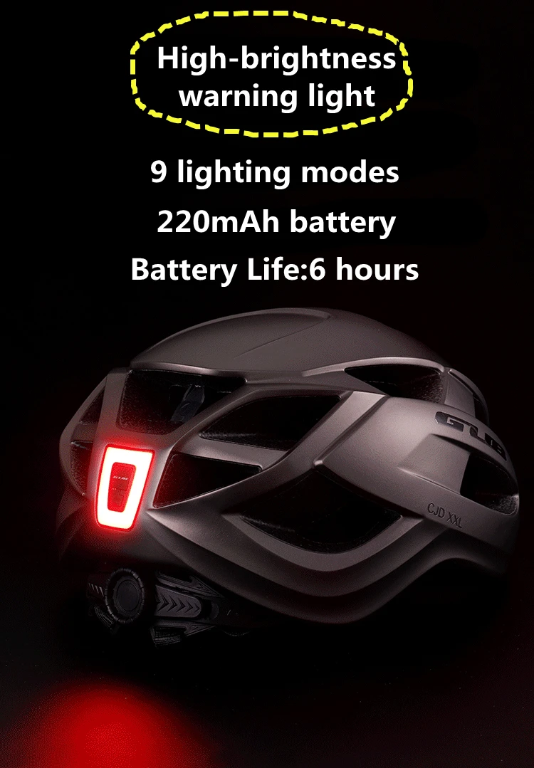 GUB Bicycle Helmet XXL 61-65 With Rechargeable LED Light Removable Len Cycling Road Ultralight Aero Safely Cap Capacete Ciclismo