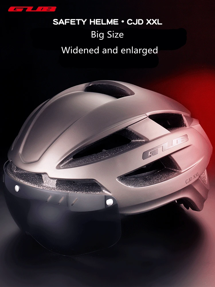 GUB Bicycle Helmet XXL 61-65 With Rechargeable LED Light Removable Len Cycling Road Ultralight Aero Safely Cap Capacete Ciclismo