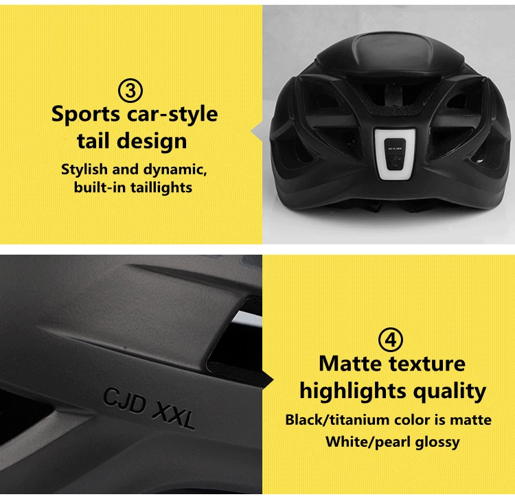 GUB Bicycle Helmet XXL 61-65 With Rechargeable LED Light Removable Len Cycling Road Ultralight Aero Safely Cap Capacete Ciclismo