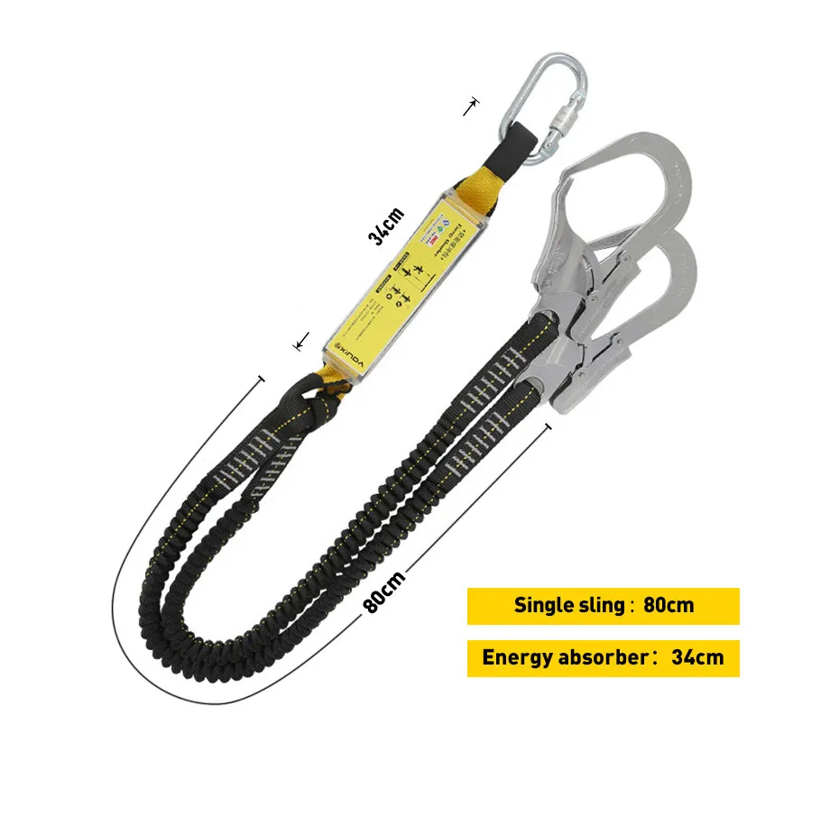Xinda Professional High Altitude Protective Safety Elastic Buffer Sling Belt With Hook High Strength Wearable Anti Fall Off