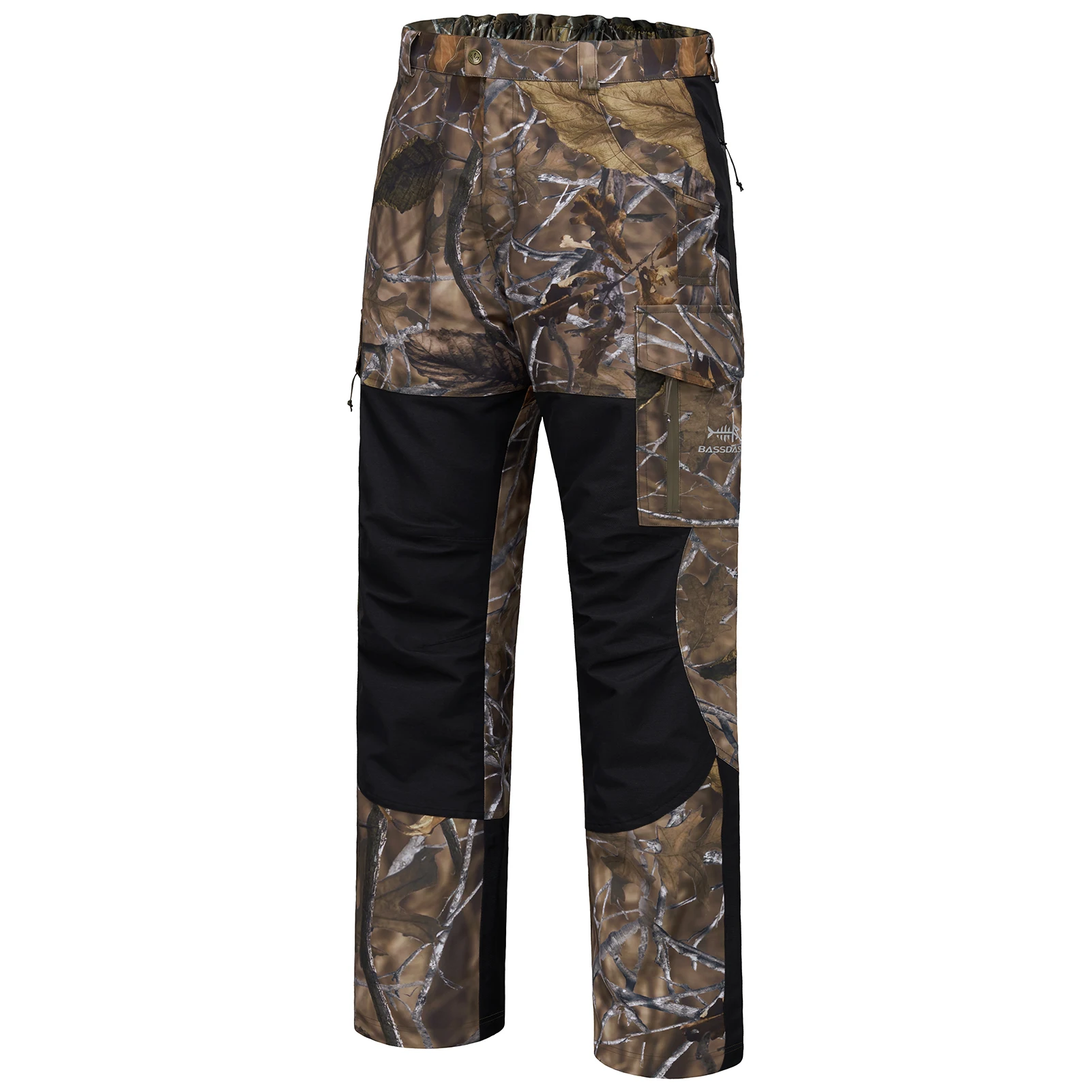 BASSDASH Spliced Men Hunting Pants Waterproof Reeds Printing Trousers Breathable Ripstop Camo Fishing Rain Pants