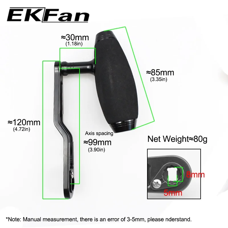 Ekfan EVA knob+120M Aluminum Alloy Handle for DAI&SHI DIY Baitcasting Fishing Reel Handle Fishing Reel Sleeve Length 120MM
