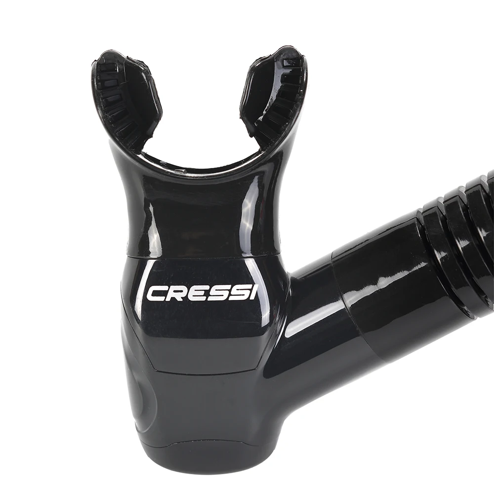 Cressi Omega Dry Snorkel Adult Diving Snorkeling Breath Tube with Splash Guard and Top Valve