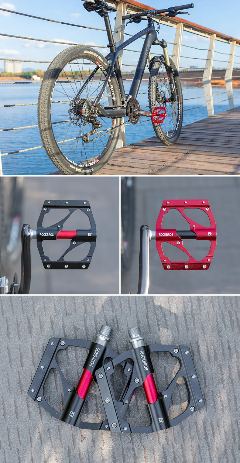 ROCKBROS Bicycle Pedals Sealed Bearing Aluminum Alloy Body BXM MTB Road Bike Pedals 9/16 Sealed Bearing Cycling Accessories