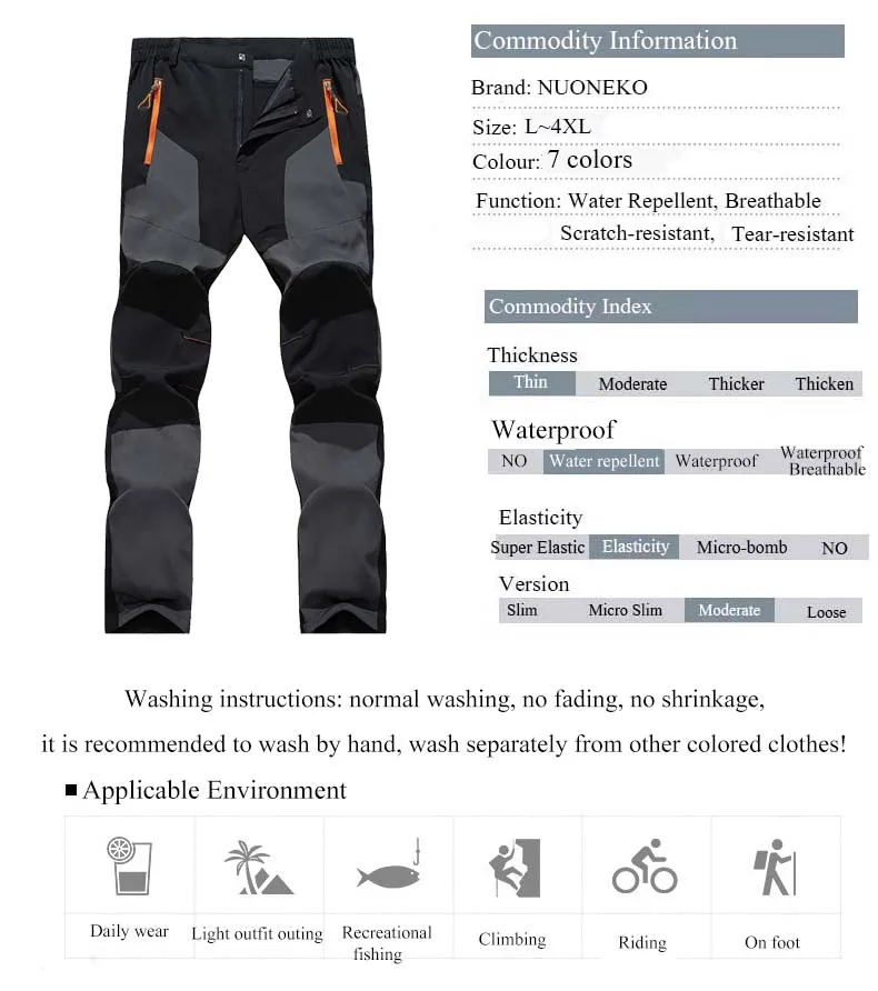 Elastic Mens Hiking Pants Outdoor Sport Summer Quick Dry Windproof Waterproof Trekking Climbing Wear-resistant Breathable Pants