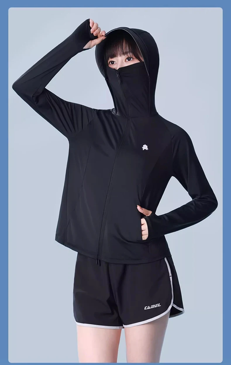 GOLDEN CAMEL Cape Sun Protection Clothing Anti-ultraviolet Breathable Ice Silk Quick-drying Skin Tights Sun Protection Jacket