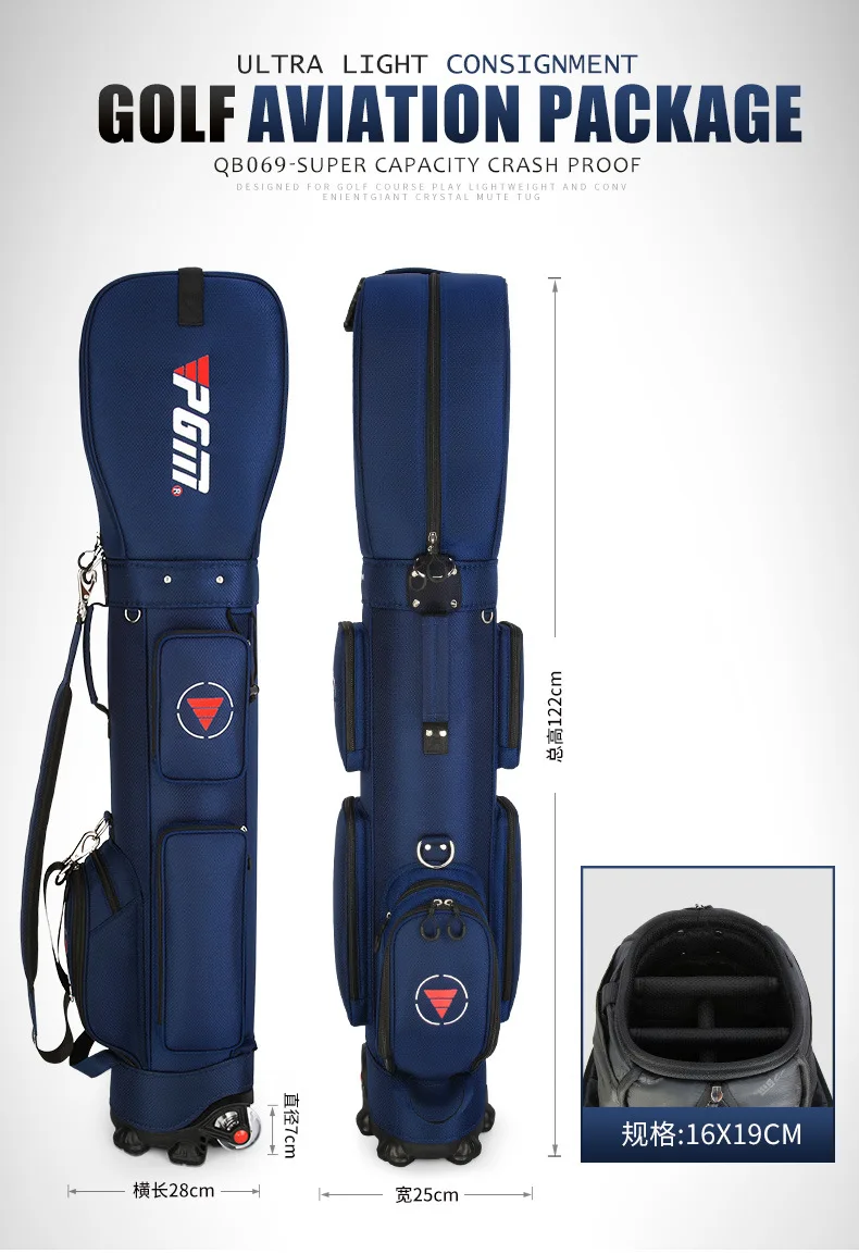 Golf Bag with Wheels Ultra-light Sport Standard Golf Bags Large Capacity Golf Aviation Ball Storage Multifunctional QB069