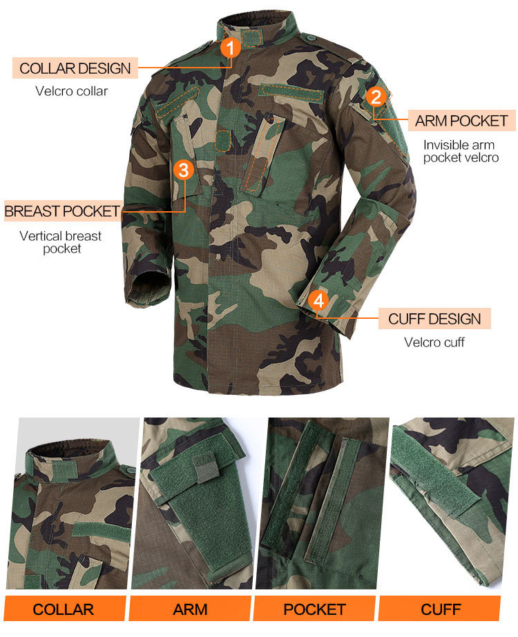 Tactical Uniform Outdoor Camouflage Airsoft Jacket Clothes Combat BDU Camo Hunting Suit Training Jacket and Pants