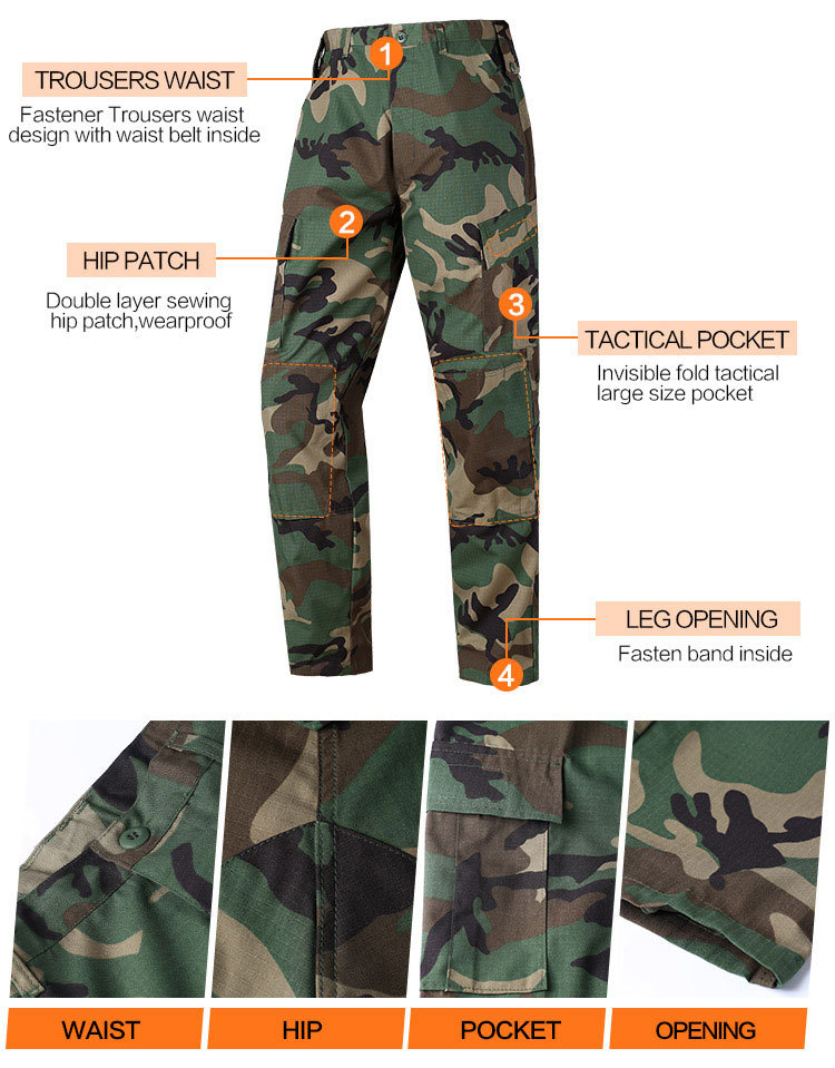 Tactical Uniform Outdoor Camouflage Airsoft Jacket Clothes Combat BDU Camo Hunting Suit Training Jacket and Pants