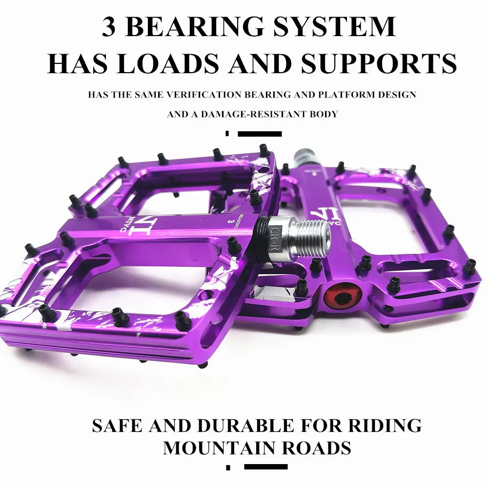 High Strength Mountain Bike Pedals CNC Aluminum Alloy Polished Hollow Thickened Flat 3 Bearing Non-slip Bicycle Pedals