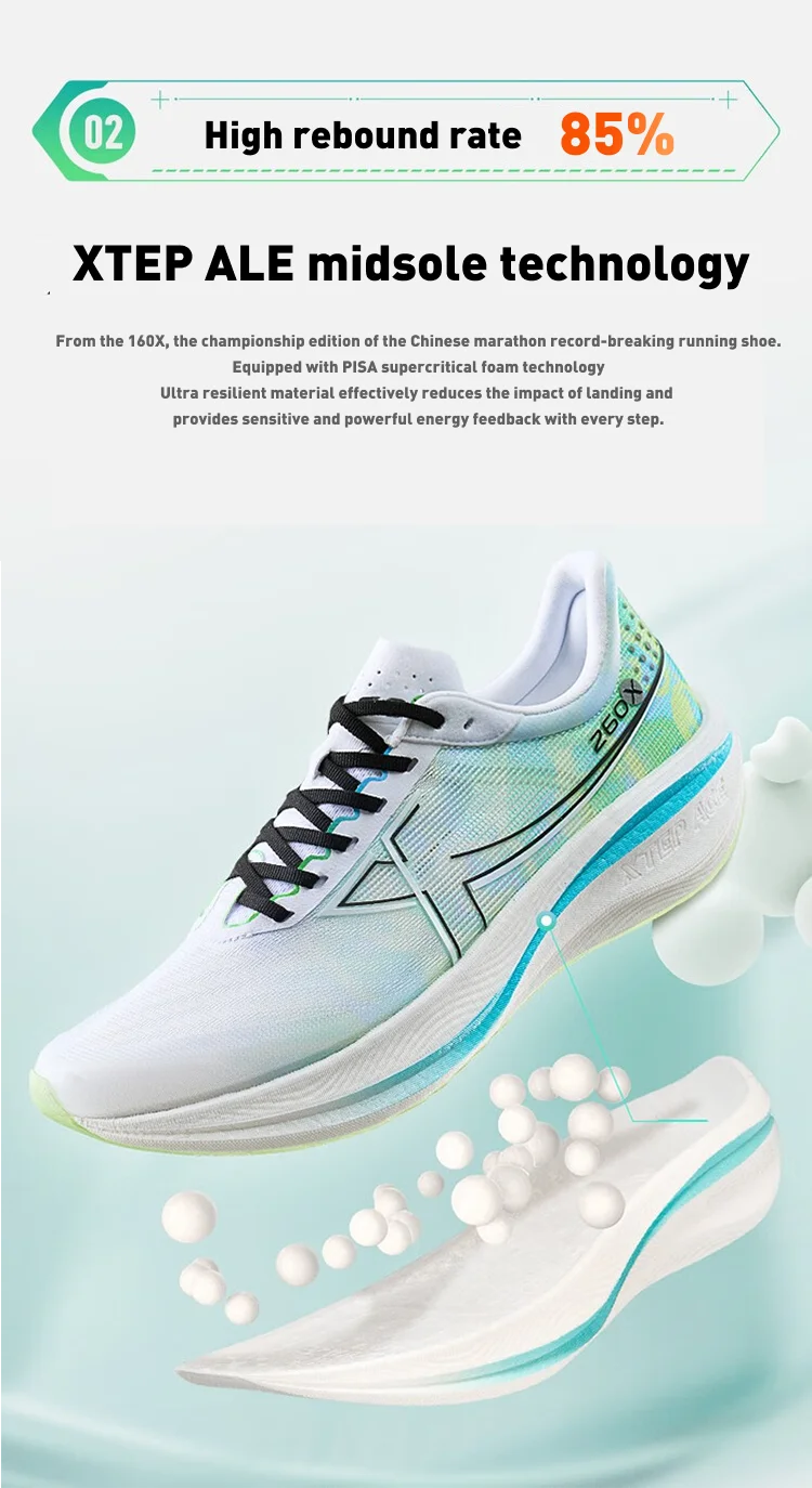 Xtep 260X Running Shoes For Men  Spring Non-Slip Men's Sports Shoes Rebound Cushion Breathable Ourdoor Sneakers 976119110053
