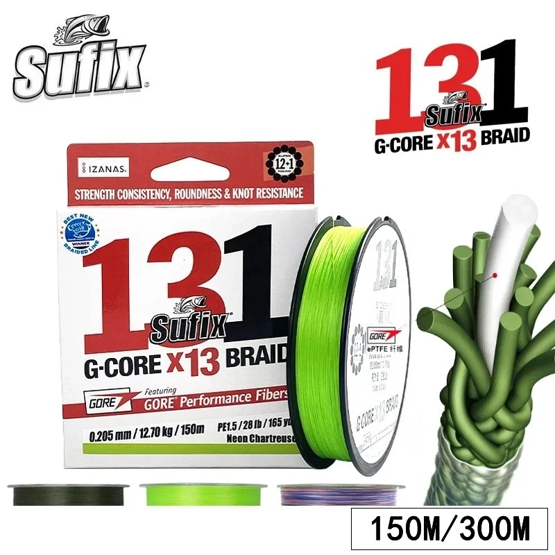 NEW Original SUFIX 131 Fishing Line 150m/300m 13LB-100LB Super wear-resistant X13 Braided Multifilament PE SEA Fishing line