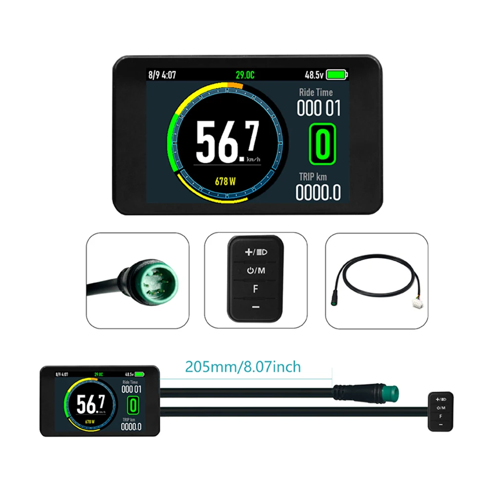Stay Informed While Riding with For 24V7For 2V EBike T8 Colorful LCD Display for For 2 5S KDS Bafang v5 For 2 KT Protocol