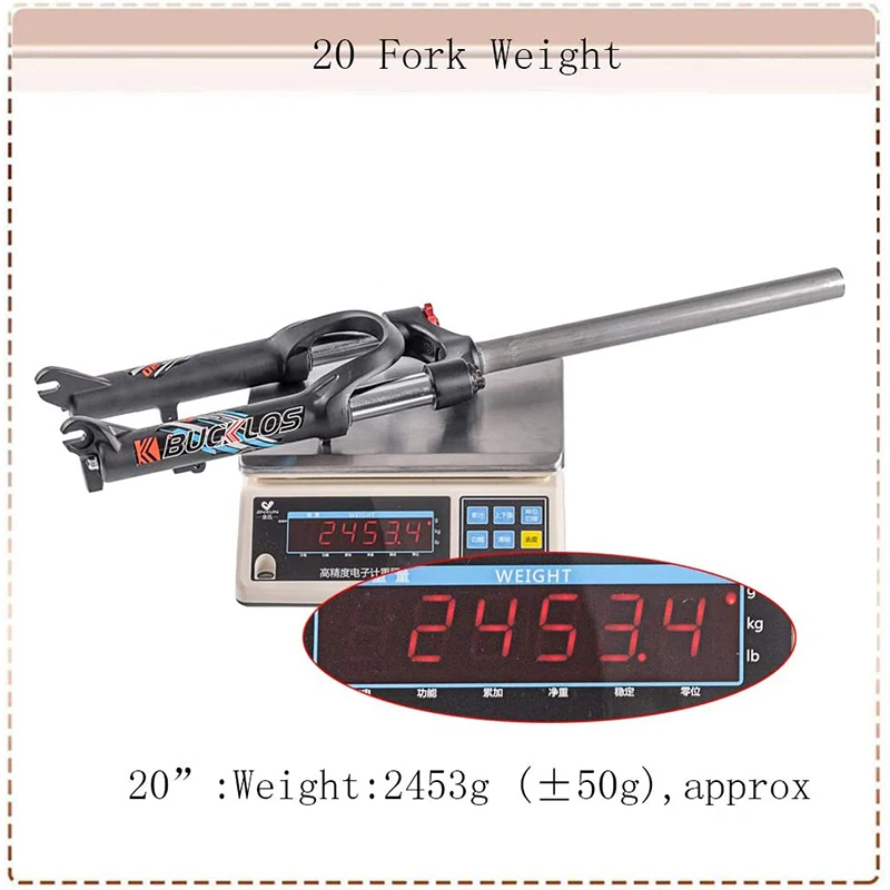 BUCKLOS 20 Inch Folding Bike Fork Travel 50mm BMX Suspension Fork 9*100mm Quick Release Oil Spring Fork Disc Brake Bicycle Parts