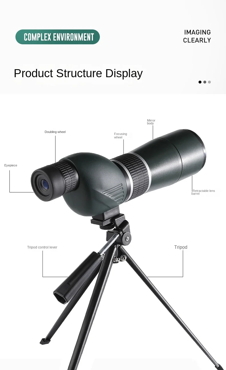 20-60X60 Powerful Monocular Zoom Telescope Bak4 Prism Waterproof Anti-Fog Camping Bird Watching Landscape potting Scope for Phon