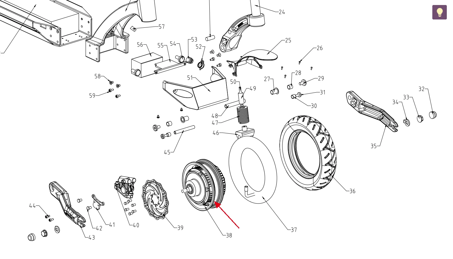 Official Kaabo Accessories 10 Inch Motor Wheel Hub Ring One Side Separable for Kaabo Mantis 10 Kaabo Mantis King GT