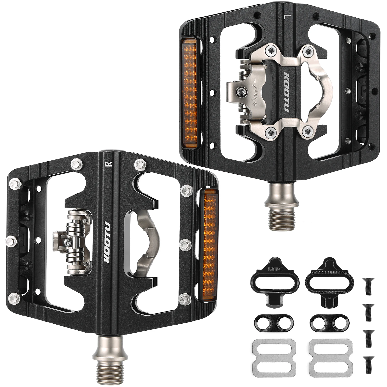 Mountain Bike Clipless Pedals All-Aluminum MTB Clip-On Pedals Luminous Reflectors Lockable Pedals Suitable SHIMANO SPD System