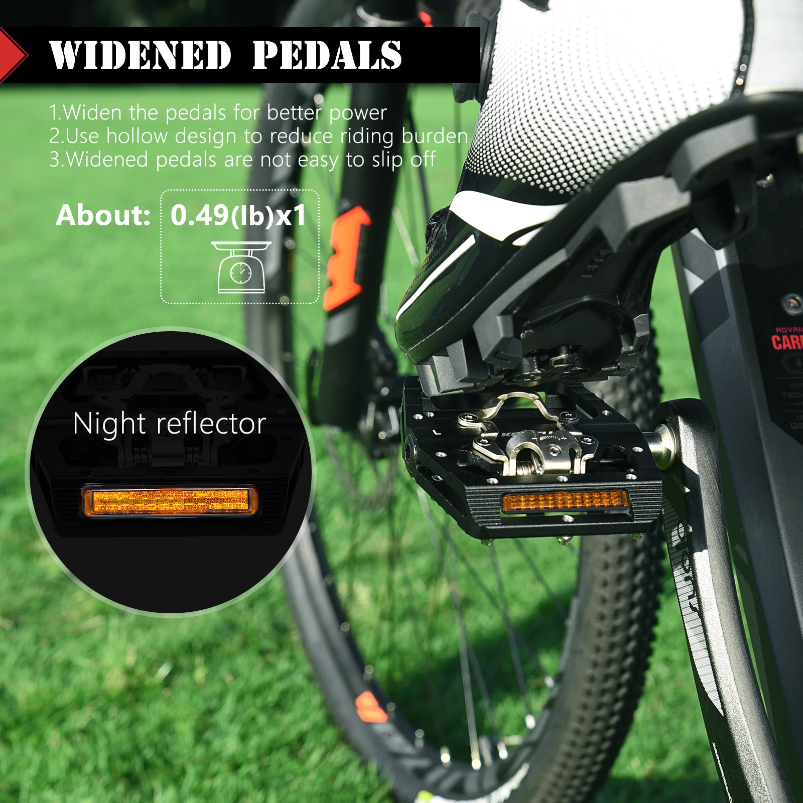 Mountain Bike Clipless Pedals All-Aluminum MTB Clip-On Pedals Luminous Reflectors Lockable Pedals Suitable SHIMANO SPD System