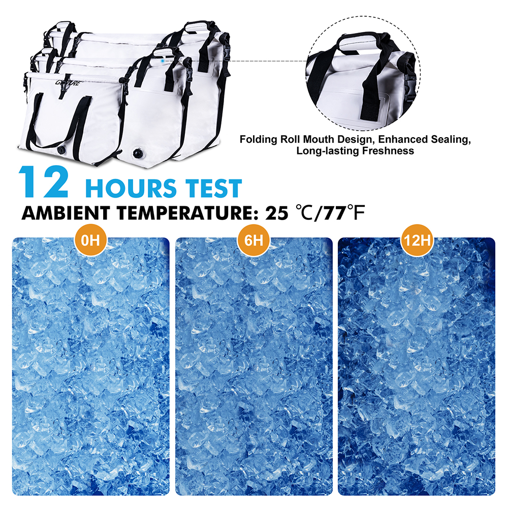Goture Insulated Fishing Cooler Bag Expended Bottom Waterproof Marine Freezer Bag Portable Fish Transport Bag for Boat Fishing