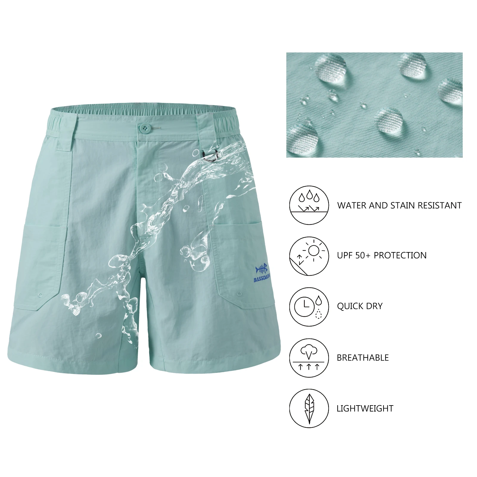 Bassdash Men's 6" Fishing Shorts UPF 50+ Water Resistant Quick Dry Hiking Cargo Shorts with Multi Pocket FS25M