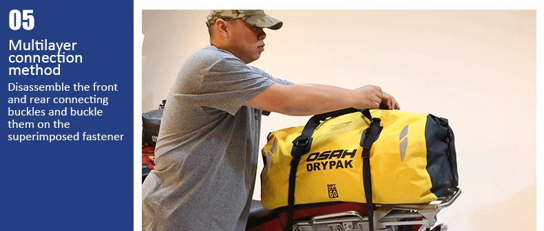 Waterproof Motorcycle Rear Tail Bag Travel Dry Bag OSAH DRYPAK Moto 40/60Liter Motorbike Luggage Backpack Motorcycle Seat Bag