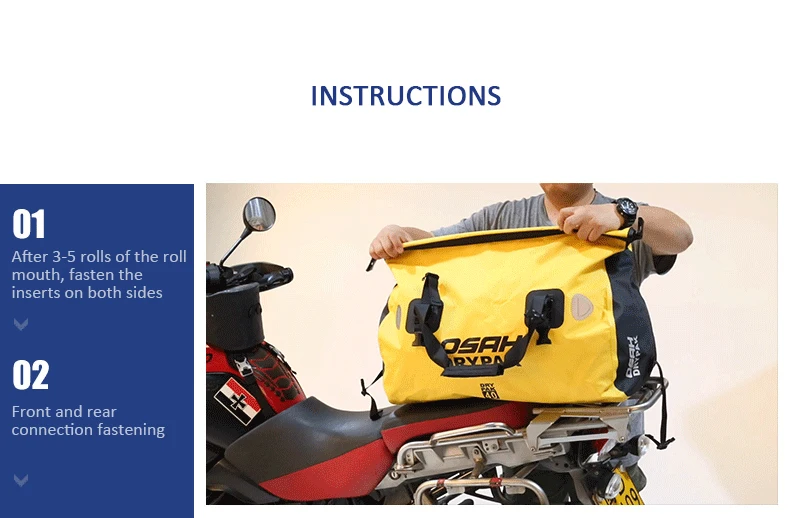 Waterproof Motorcycle Rear Tail Bag Travel Dry Bag OSAH DRYPAK Moto 40/60Liter Motorbike Luggage Backpack Motorcycle Seat Bag