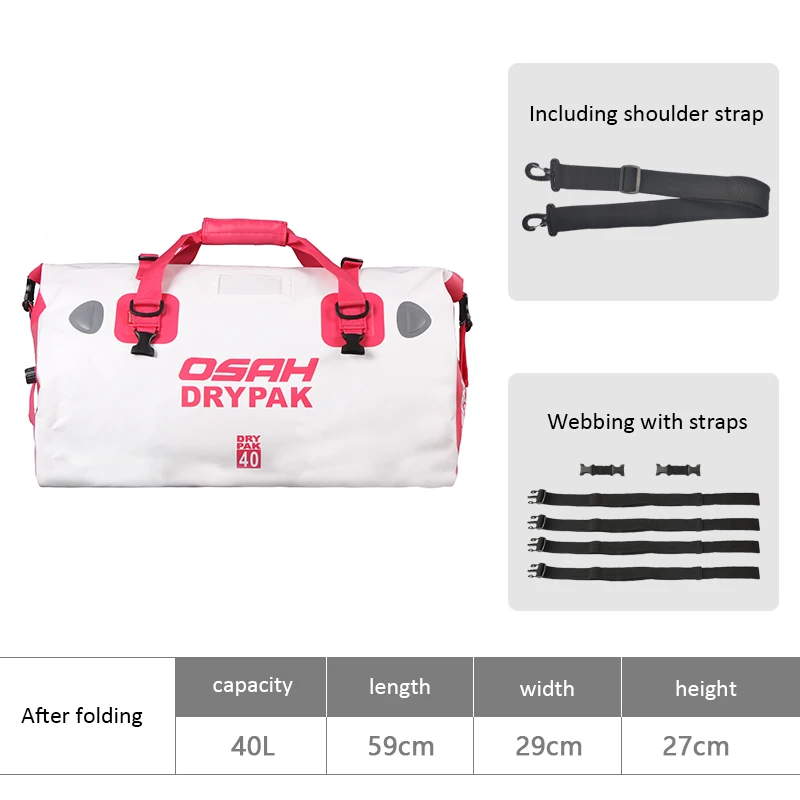 Waterproof Motorcycle Rear Tail Bag Travel Dry Bag OSAH DRYPAK Moto 40/60Liter Motorbike Luggage Backpack Motorcycle Seat Bag