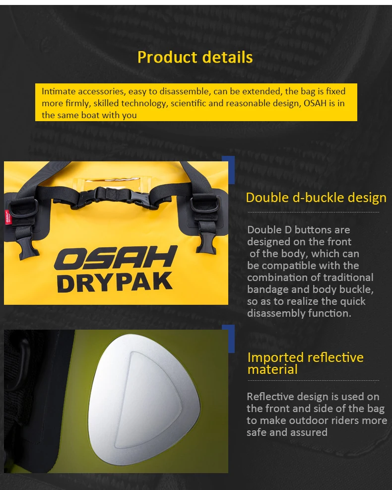 Waterproof Motorcycle Rear Tail Bag Travel Dry Bag OSAH DRYPAK Moto 40/60Liter Motorbike Luggage Backpack Motorcycle Seat Bag