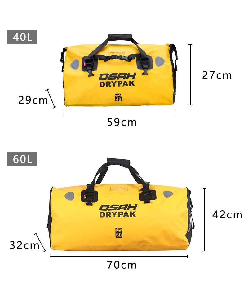 Waterproof Motorcycle Rear Tail Bag Travel Dry Bag OSAH DRYPAK Moto 40/60Liter Motorbike Luggage Backpack Motorcycle Seat Bag