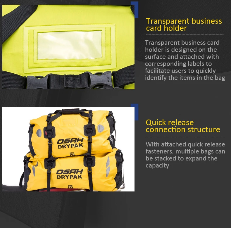 Waterproof Motorcycle Rear Tail Bag Travel Dry Bag OSAH DRYPAK Moto 40/60Liter Motorbike Luggage Backpack Motorcycle Seat Bag