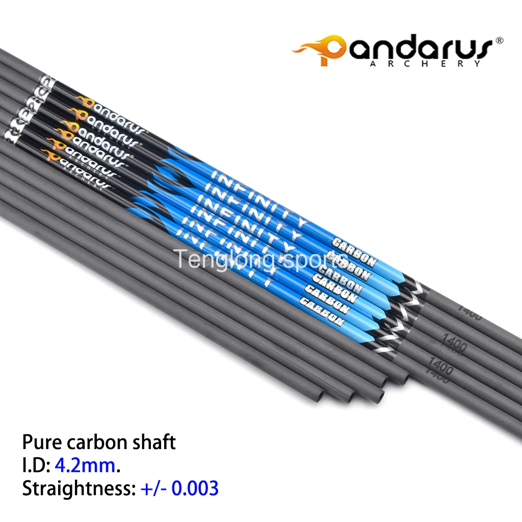 12Pcs I.D 4.2mm Archery Carbon Shaft 30in Straightness 0.003 Spine 300/350/400/500/600/700/800/900/1000/1100