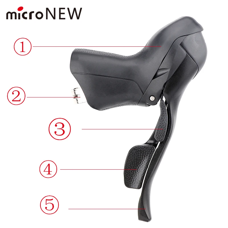 MicroNEW Road Bike Bicycle Shifter 2*10 Speed For 22.2-23.8mm Handlebar 7/8/9 Speed Dual Control Levers