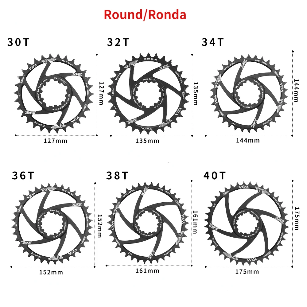 VXM Bicycle Chainring 1/3/6mm Offset MTB Bicycle Road Bike 30/32/34/36/38/40T Chainwheel ForGXP 9/10/11/12 Speed Crankset