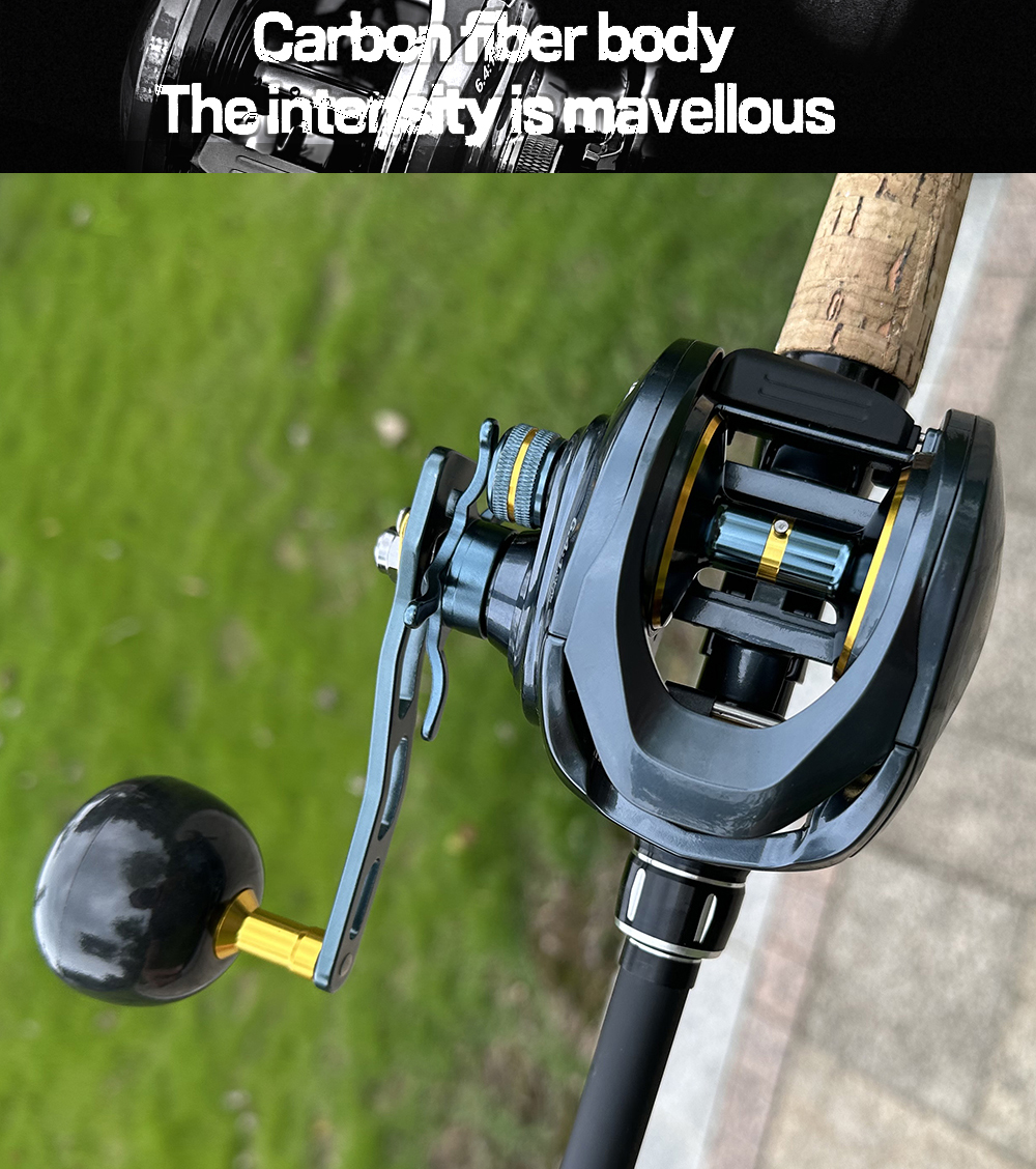Large Capacity Baitcasting Reel 15KG Max Drag 8+1 Bearings Gear Ratios 6.4:1 Carbon Frame Freshwater Saltwater Fishing Reels