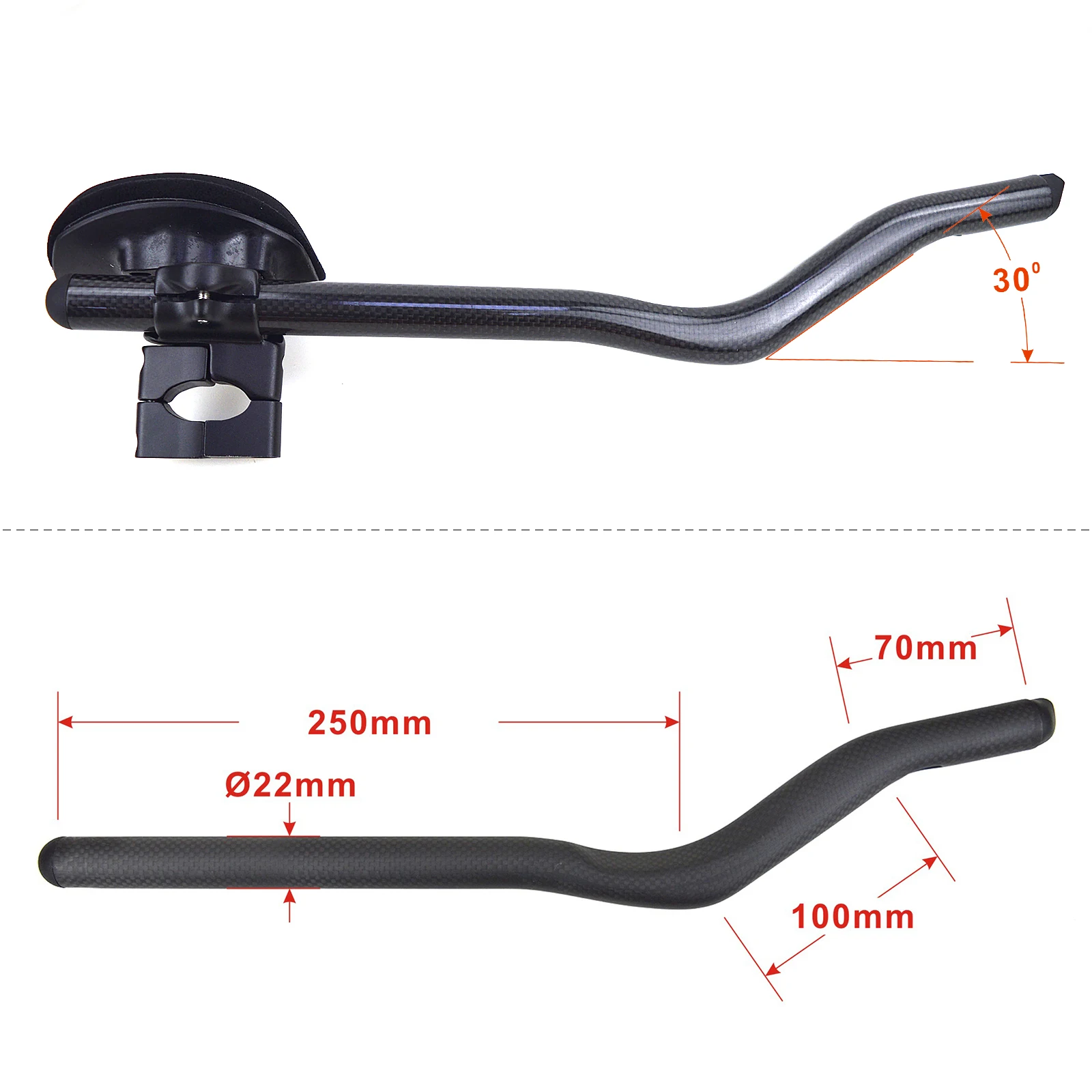 New Special-shaped Clamp Road Fixed Gear Bike Triathlon Time Trial 3K Full Carbon Bicycle Extended TT Rest Handlebar Carbon Bar