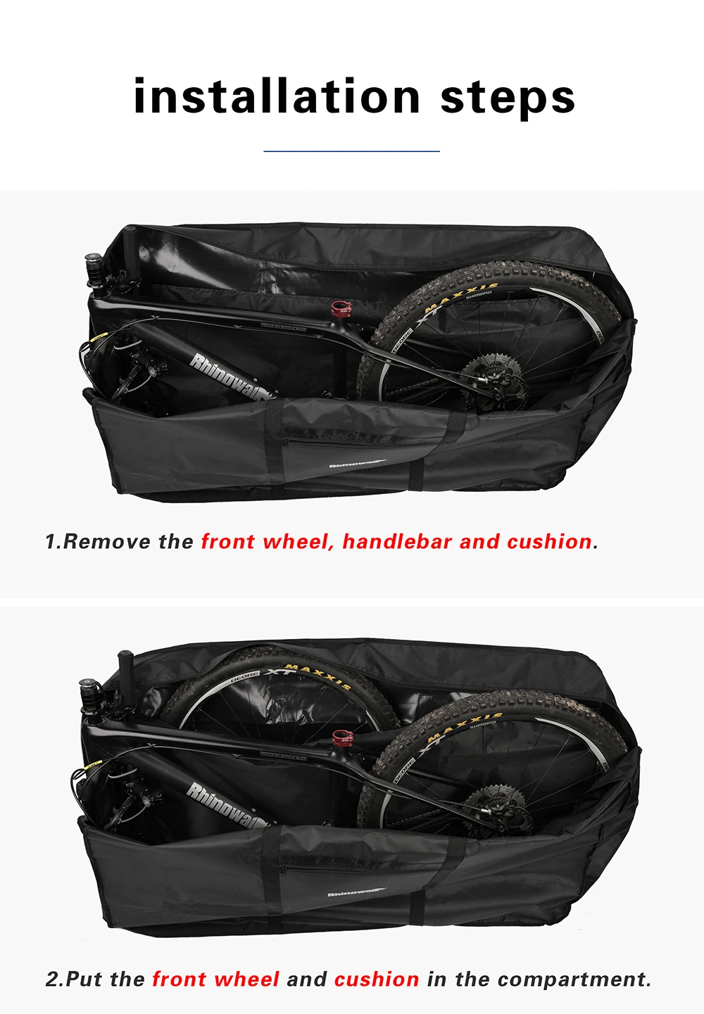 Rhinowalk Bike Storage Carry Bag Fit 26-27 Inch MTB & 700C Road Bike Portable Bicycle Storage Pack Small Foldable Trunk