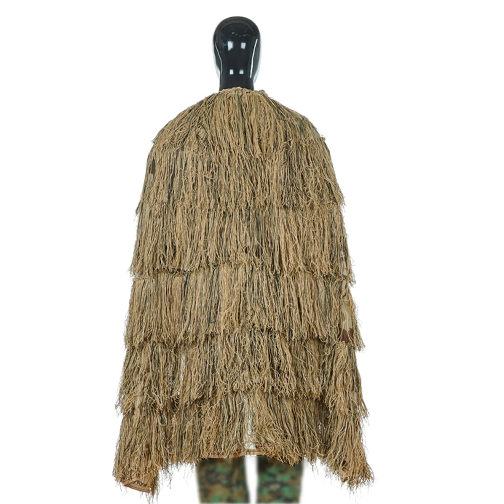 Lightweight Ghillie Poncho Tactical Sniper Ghillie Top for Airsoft Paintball Ghillie Poncho Suit Woodland