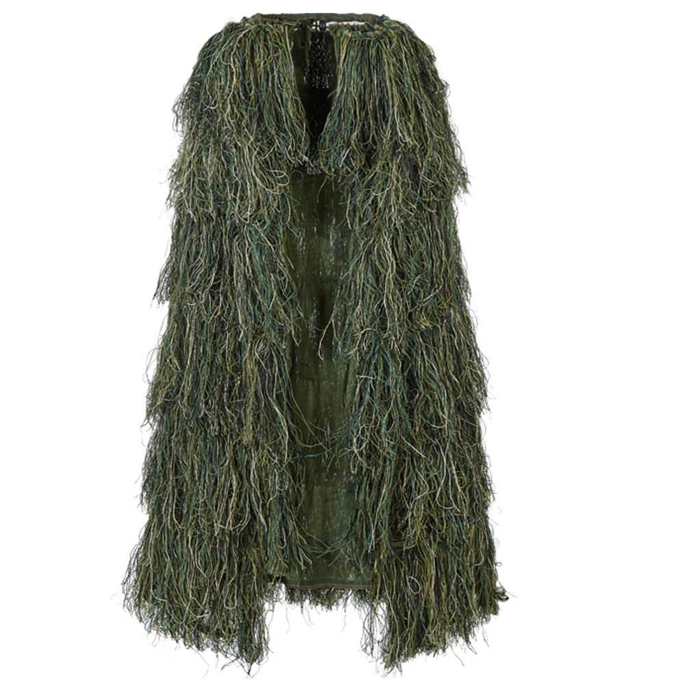 Lightweight Ghillie Poncho Tactical Sniper Ghillie Top for Airsoft Paintball Ghillie Poncho Suit Woodland