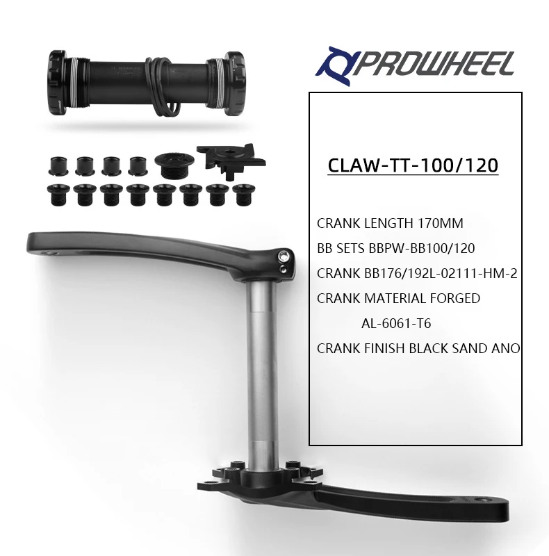 PROWHEEL Snow Bike 192mm Axis Crank 170mm Crank 32T/34T/36T/38T/40T/42T Chainrings with Bottom Bracket BB 120mm Fat Bike Crankse