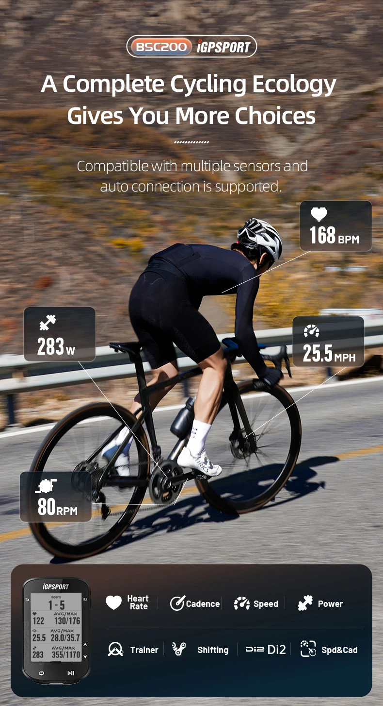 IGPSPORT BSC200 Bicycle Computer Outdoor Riding Odometer Speed Sensor IGS BSC200 Bike Smart Speedometer Ant+ Gps For Traval