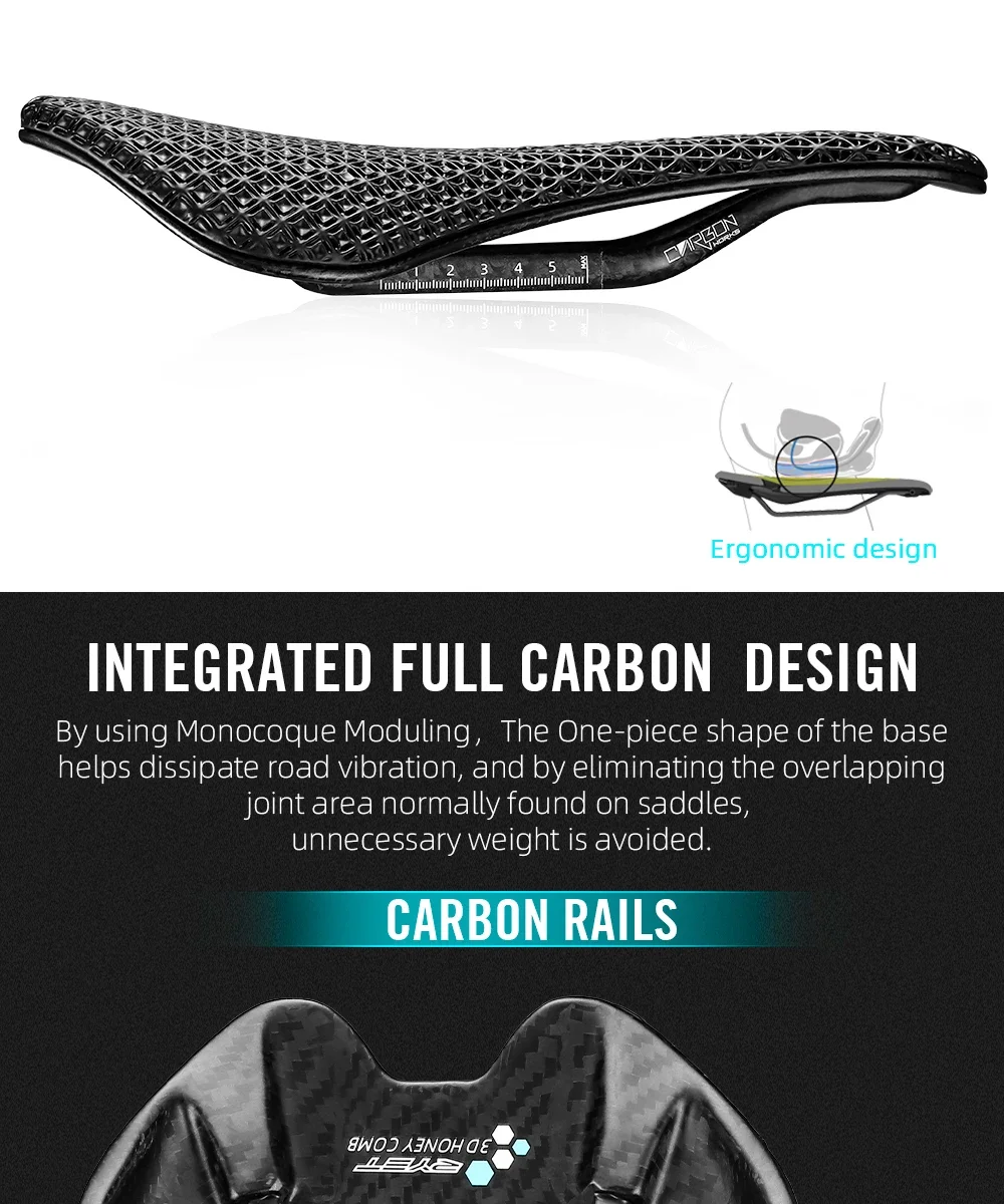 RYET Carbon 3D Printed Bicycle Saddle EVA saddle Super Light Bike Seating Cushion for MTB Gravel Road Bike Seat Cycling parts