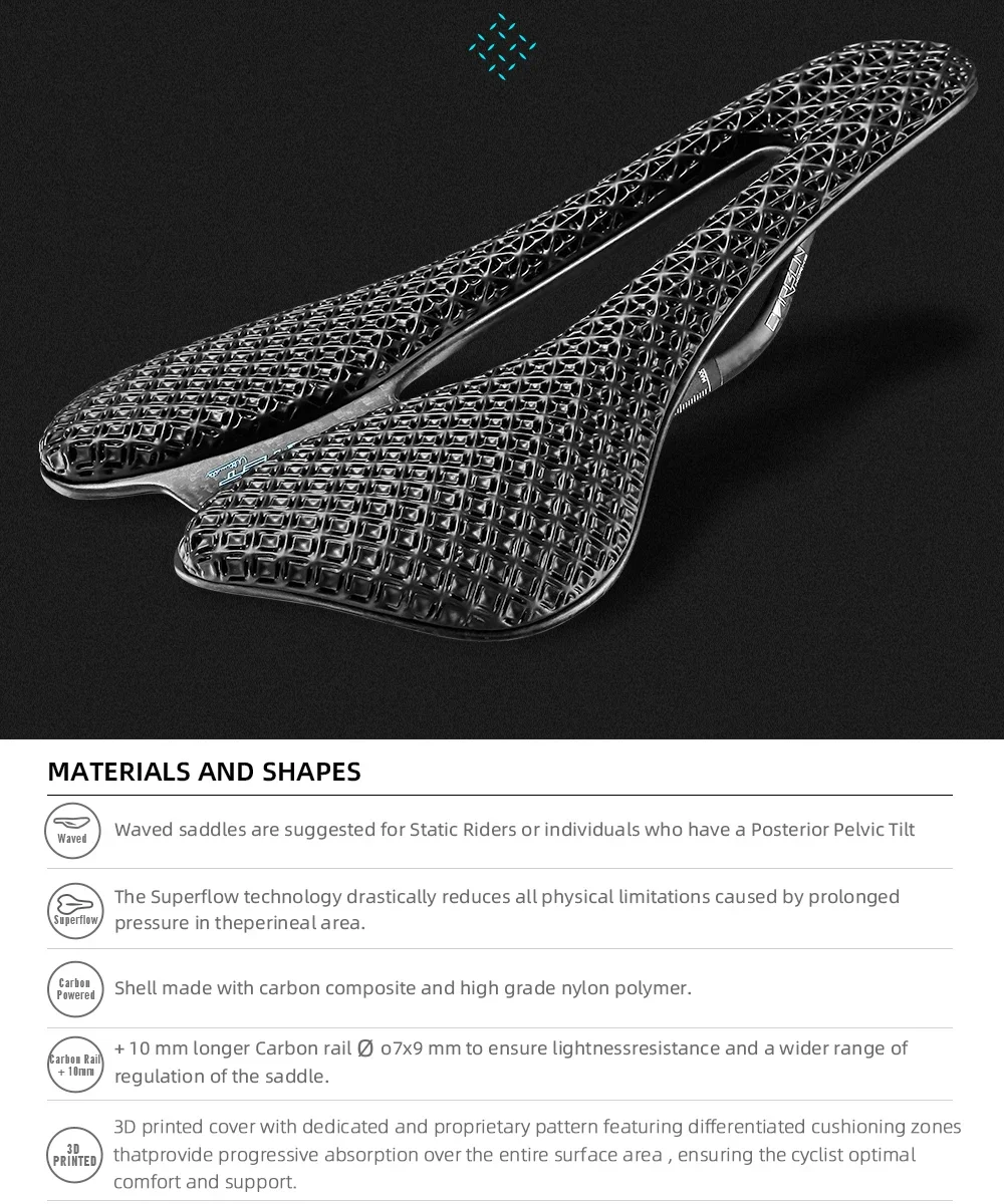 RYET Carbon 3D Printed Bicycle Saddle EVA saddle Super Light Bike Seating Cushion for MTB Gravel Road Bike Seat Cycling parts