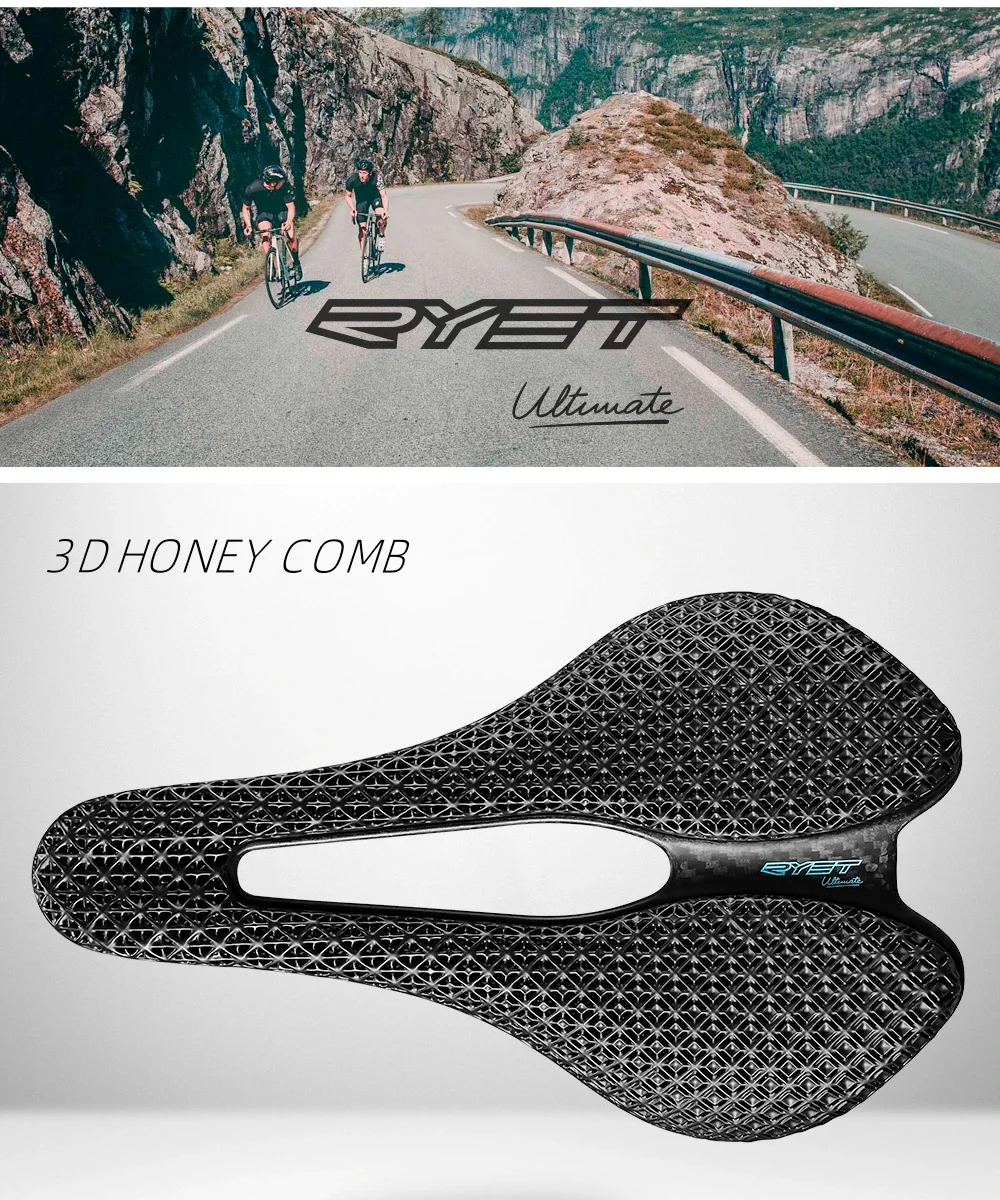 RYET Carbon 3D Printed Bicycle Saddle EVA saddle Super Light Bike Seating Cushion for MTB Gravel Road Bike Seat Cycling parts