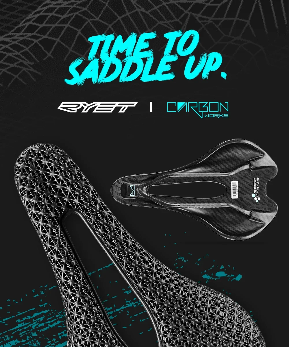 RYET Carbon 3D Printed Bicycle Saddle EVA saddle Super Light Bike Seating Cushion for MTB Gravel Road Bike Seat Cycling parts