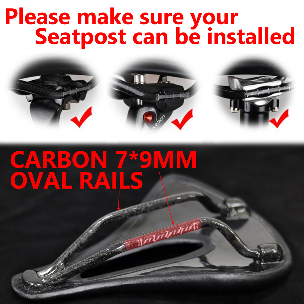 Kocevlo-Carbon Fiber Road Bicycle Seat Cushion, Mountain Bike Seat Bag, Ultra-light, Comfortable, Waterproof, Leather Surface